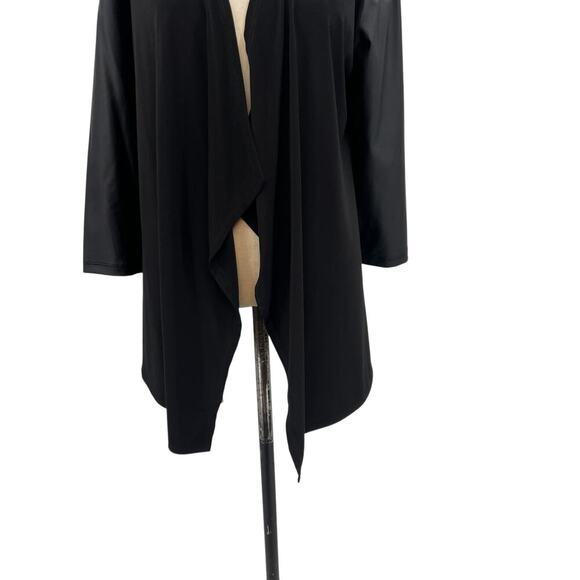 Clara Sunwoo Liquid Leather Sleeve Drape Cardigan Black Size Large *flawed - Picture 4 of 12